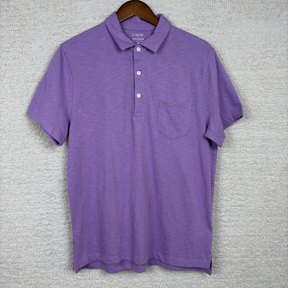 J. Crew Factory Polo Mens Med Wisteria Bloom Slub Jersey Pocket Short Sleeve